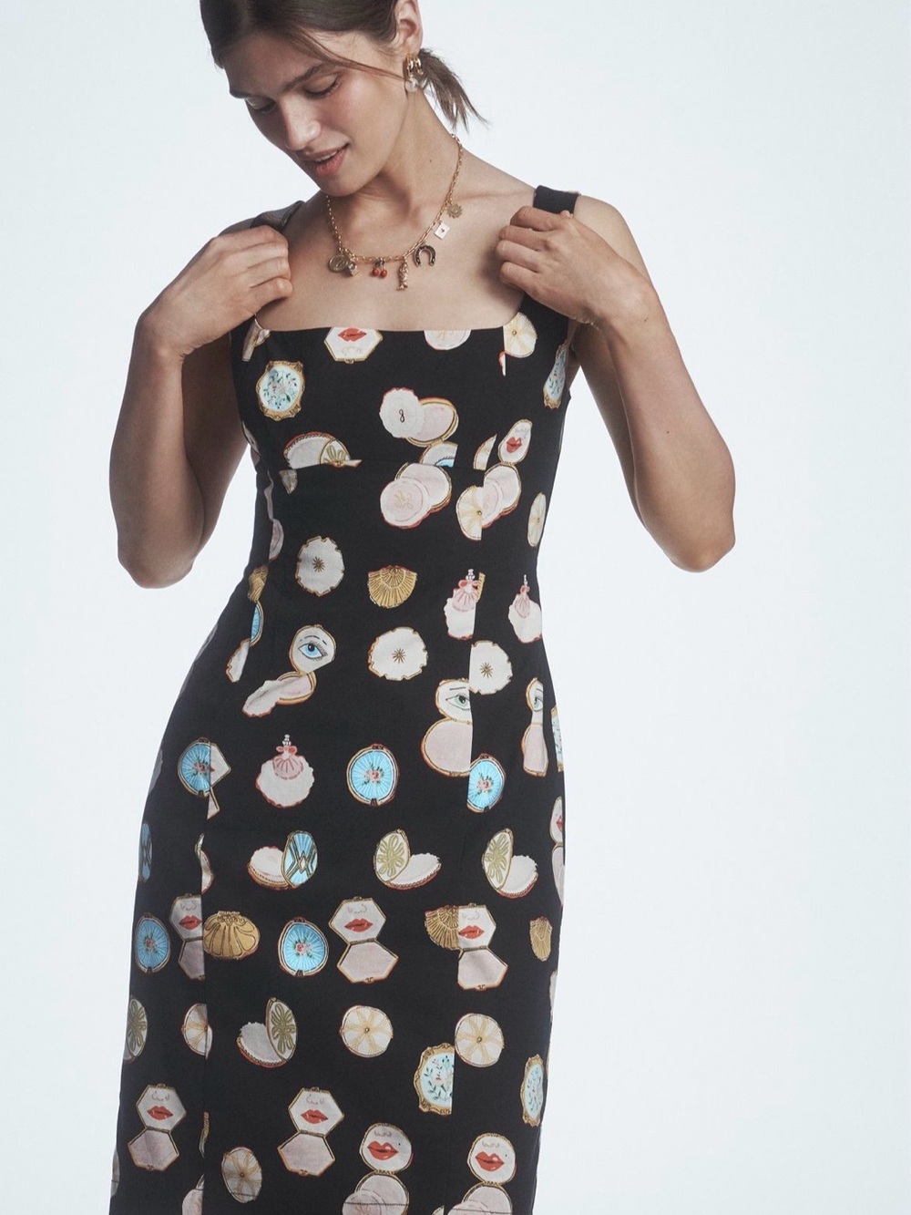 MAEVE FITTED SQUARE-NECK MINI DRESS: DANIELLE KROLL EDITION